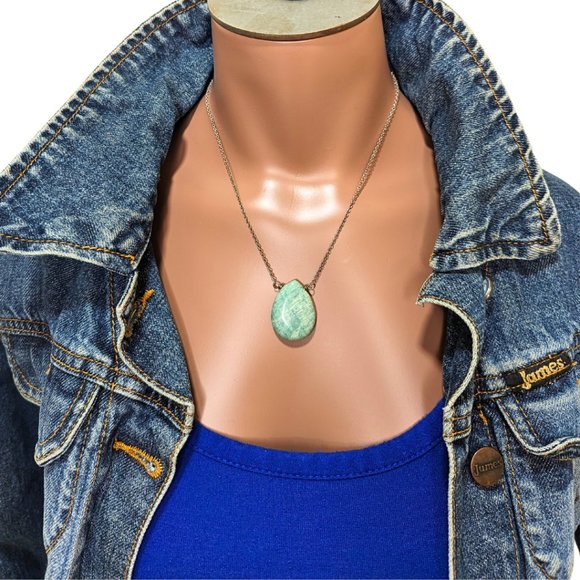 Jewelry - Amazonite Tear Drop Silver Necklace Handmade